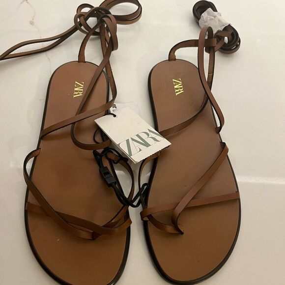 NWT Zara Lace Up Sandals - Picture 3 of 4